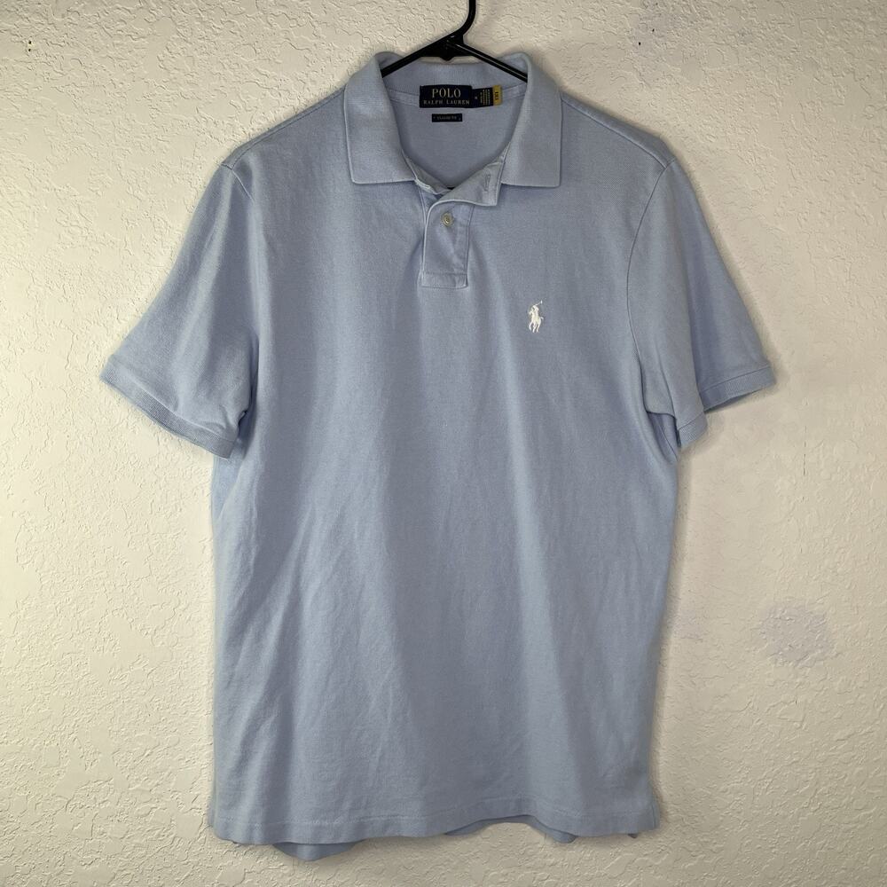 Polo by Ralph Lauren Classic Fit Light Blue Cotton Polo Shirt Size M, preppy
